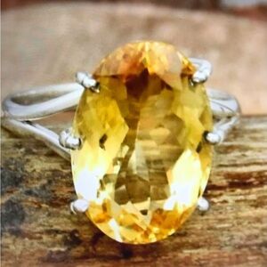 Citrine Stamped 925 Sterling Silver Ring
